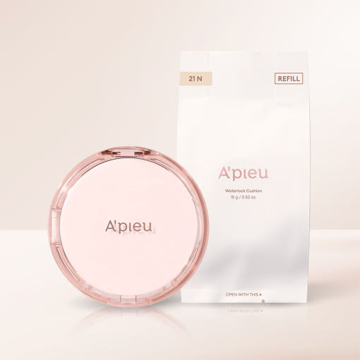 A'pieu Waterlock Cushion SPF50+ PA++++ Set 15g + 15g(Refill) #21 Light Beige