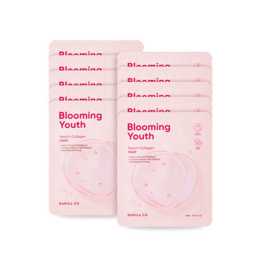 BANILA CO Blooming Youth Peach Collagen Mask Sheet 20ml X 10ea - JOSEPH BEAUTY