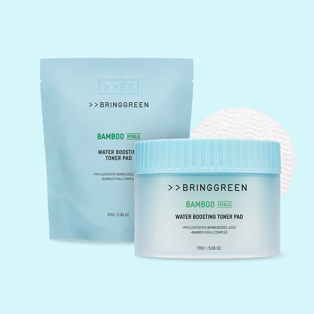 BRINGGREEN Bamboo Hyalu Water Boosting Toner Pad Set 170g/80pads + 170g/80pads(Refill)