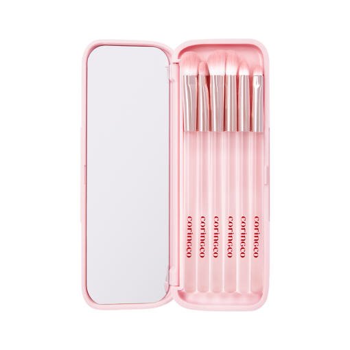 CORINGCO Pink Pocket Eye Brush Set 6P - JOSEPH BEAUTY