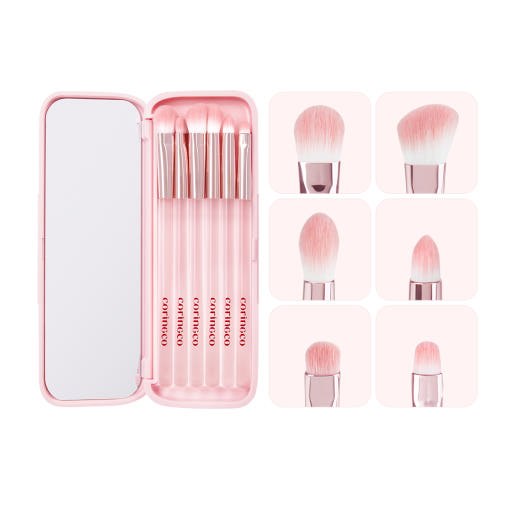 CORINGCO Pink Pocket Eye Brush Set 6P