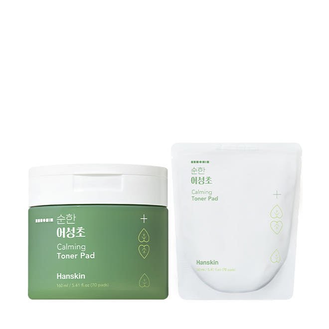 Hanskin Soonhan Houttuynia Calming Toner Pad 160ml(70ea)+160ml(70ea/Refill) - JOSEPH BEAUTY