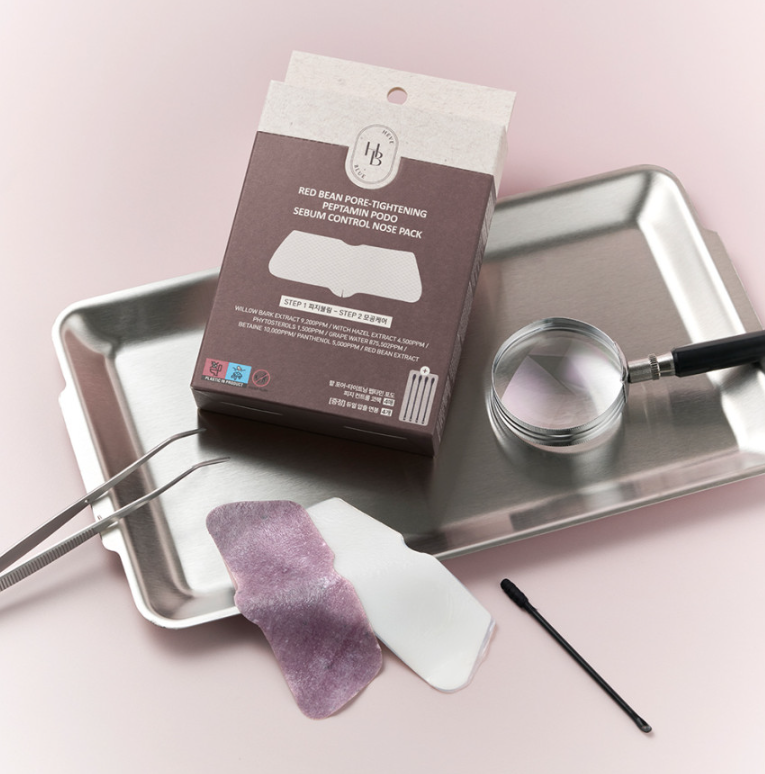 HEVEBLUE Red Bean Pore-Tightening Peptamin Podo Sebum Control Nose Pack (4sheets)