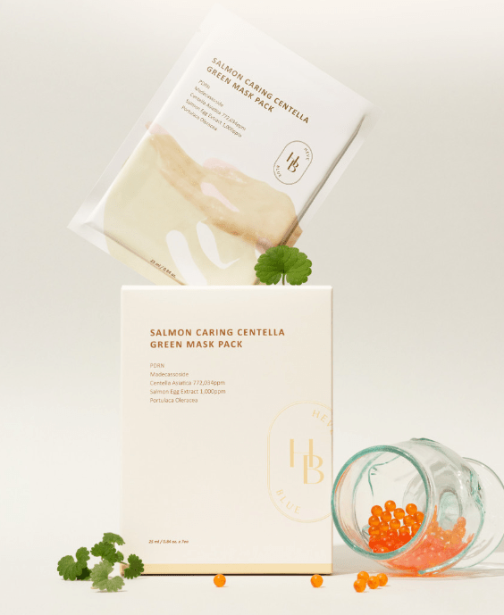 HEVEBLUE Salmon Caring Centella Green Mask Pack 25ml X 7ea - JOSEPH BEAUTY