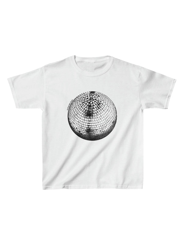 New women's round ball letter print slim street trend round neck short T-shirt
