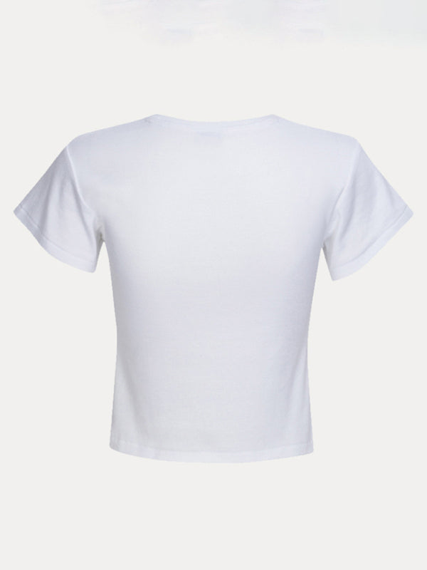 realisationpar Women's Digital Print Stretch Women's Short Sleeve T-Shirt