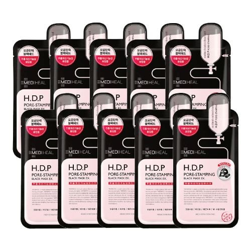 MEDIHEAL H.D.P Pore - Stamping Black Mask 24ml X 10ea - JOSEPH BEAUTY