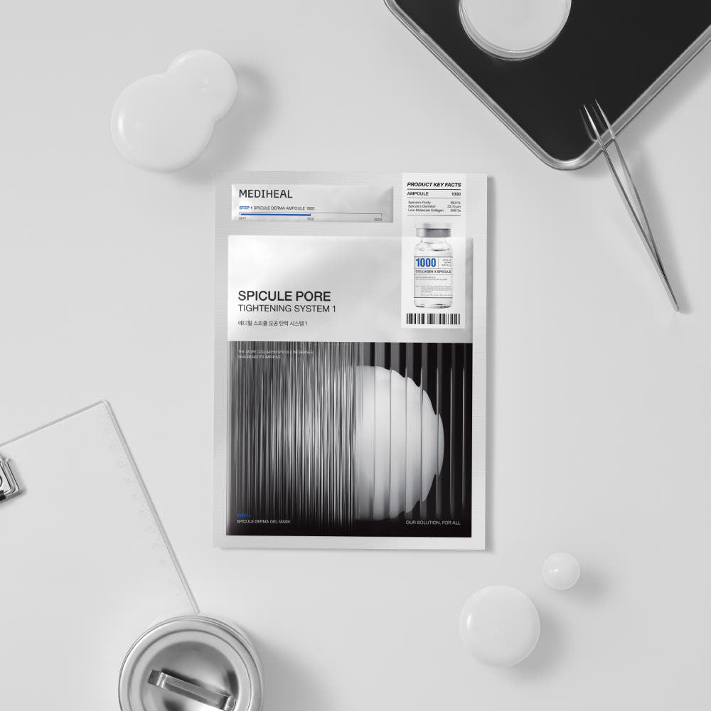 MEDIHEAL Spicule Pore Tightening System 1 (Ampoule 2ml & Collagen 29g) Gel Mask 10ea