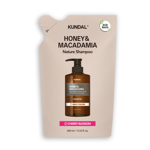 Shampoing Nature KUNDAL MIEL & MACADAMIA (Recharge) 400 ml #CHERRY BLOSSOM
