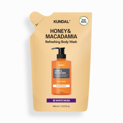 Gel douche rafraîchissant au miel et à la macadamia KUNDAL (recharge) 400 ml #MUSC BLANC