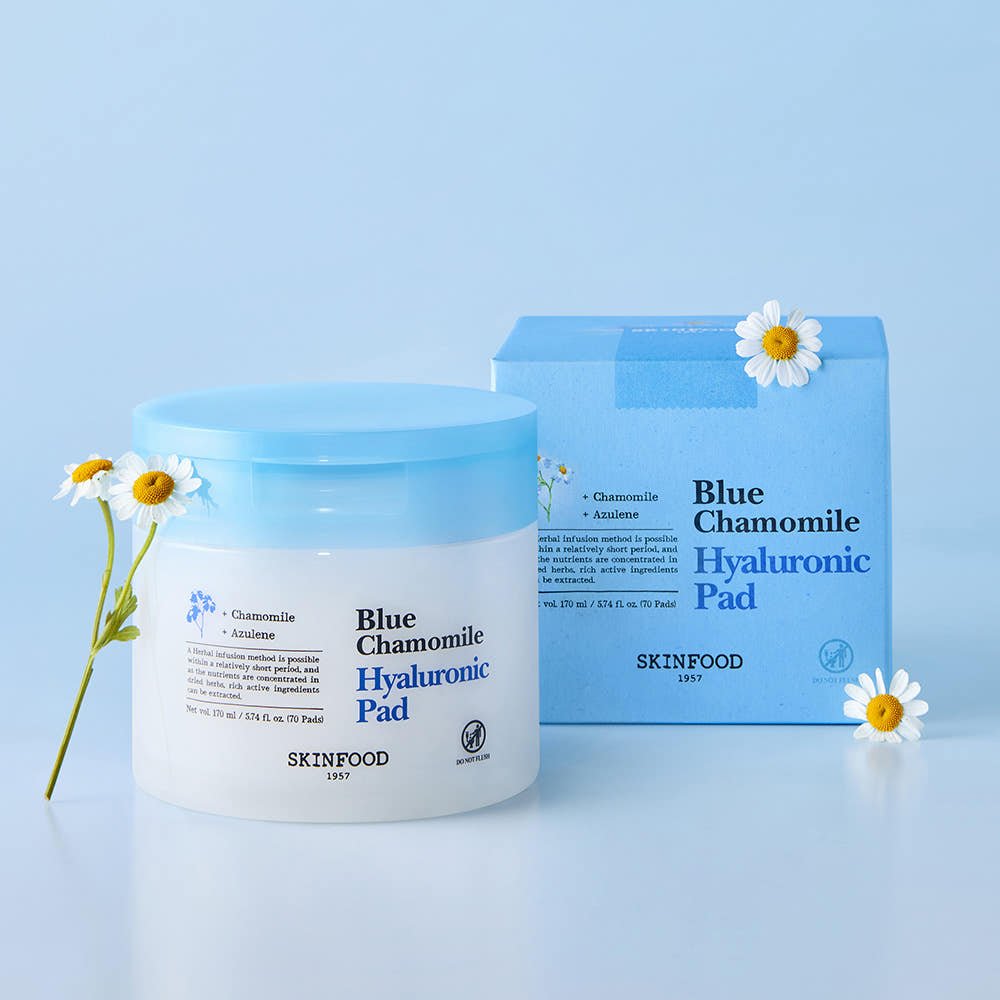 SKINFOOD Blue Chamomile Hyaluronic Pad 170ml/70ea - JOSEPH BEAUTY