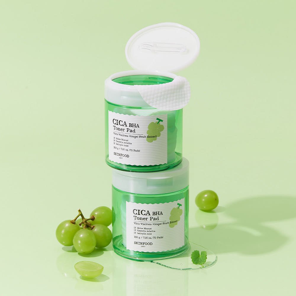 SKINFOOD Shine Muscat Cica BHA Toner Pad 200g/70ea - JOSEPH BEAUTY