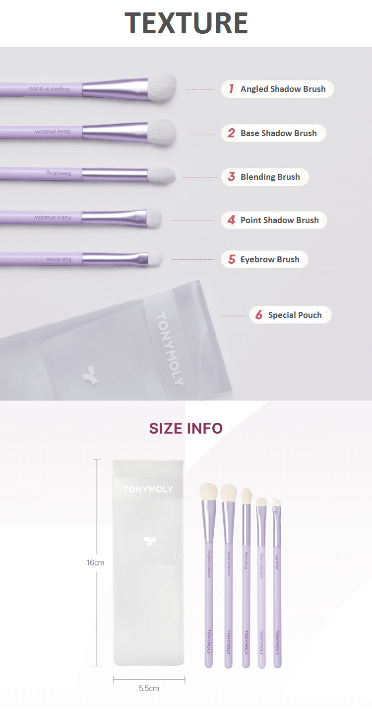 TONYMOLY Eye Make - Up Brush Set of 5pcs - JOSEPH BEAUTY