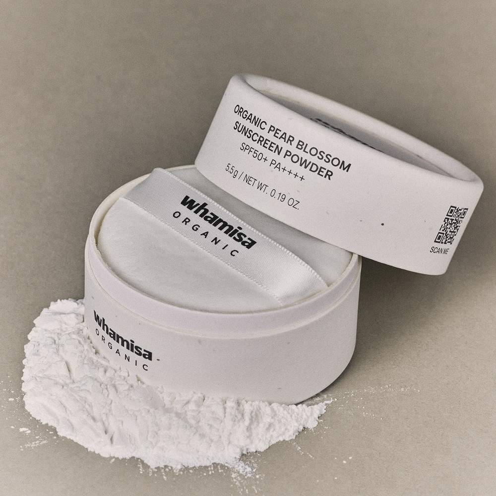 whamisa Organic Pear Blossom Sunscreen Powder SPF50+ PA++++ 5.5g+2.3g