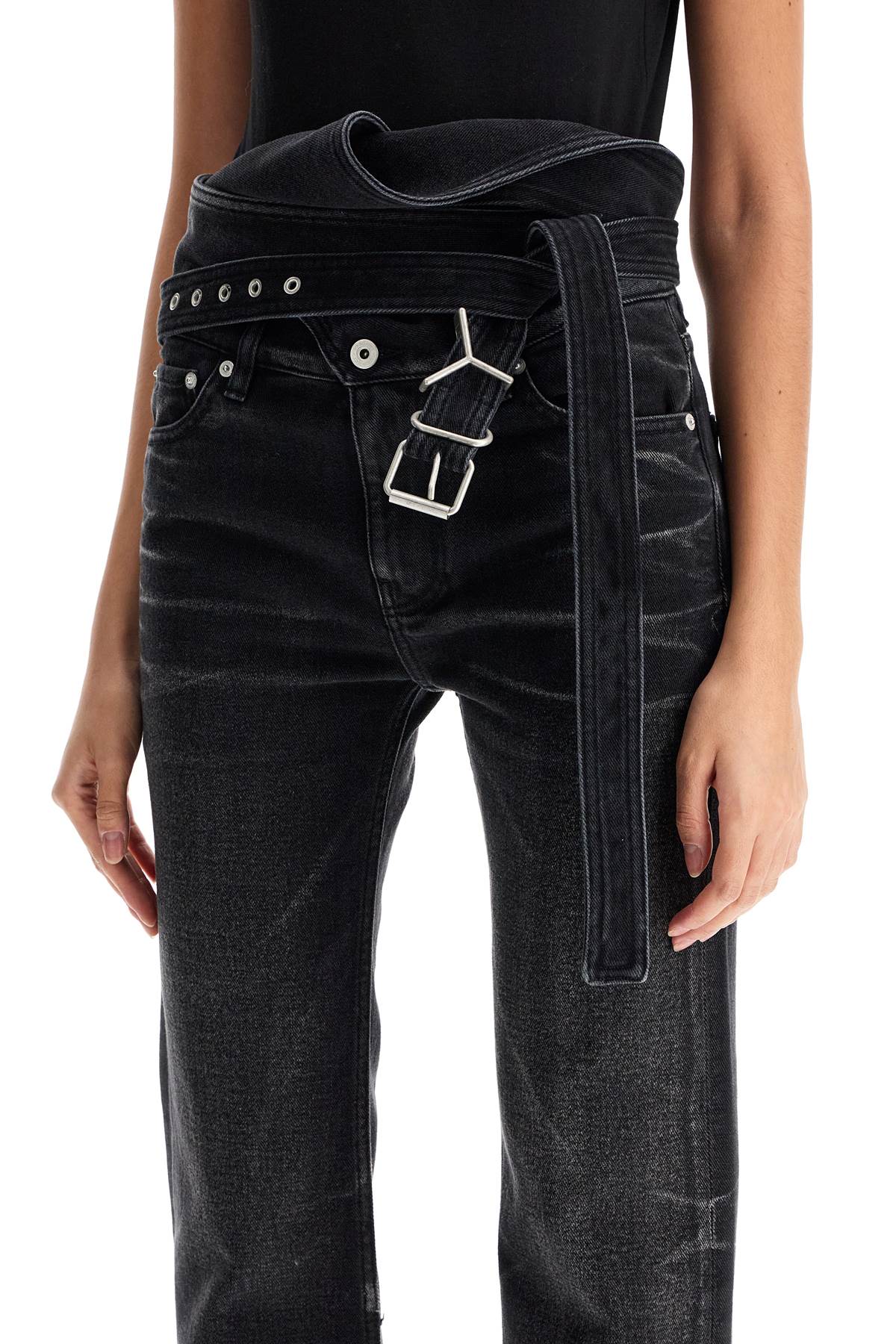 Y Project bootcut jeans with criss-cross