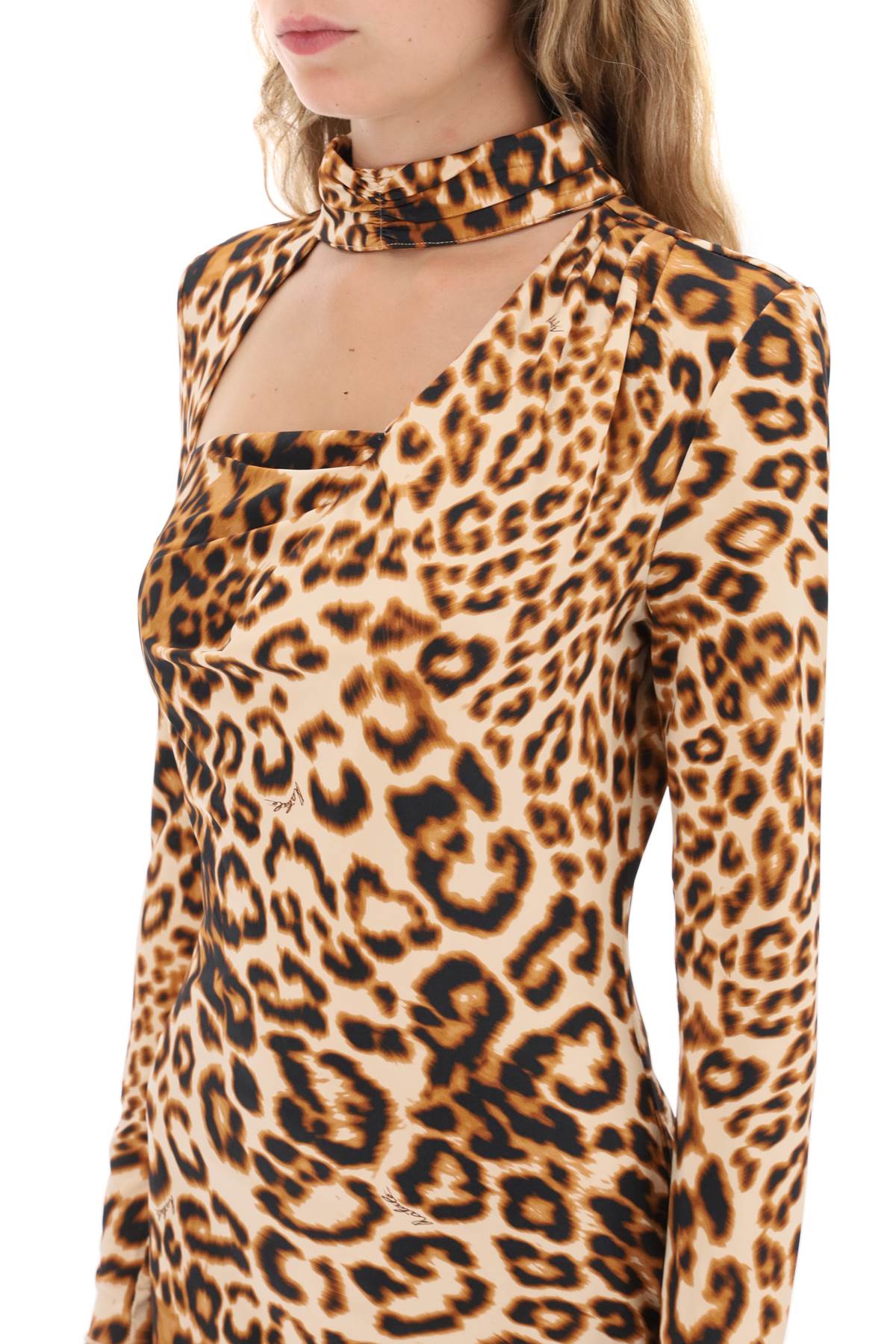 Rotate Rotate leopard printed jersey mini dress