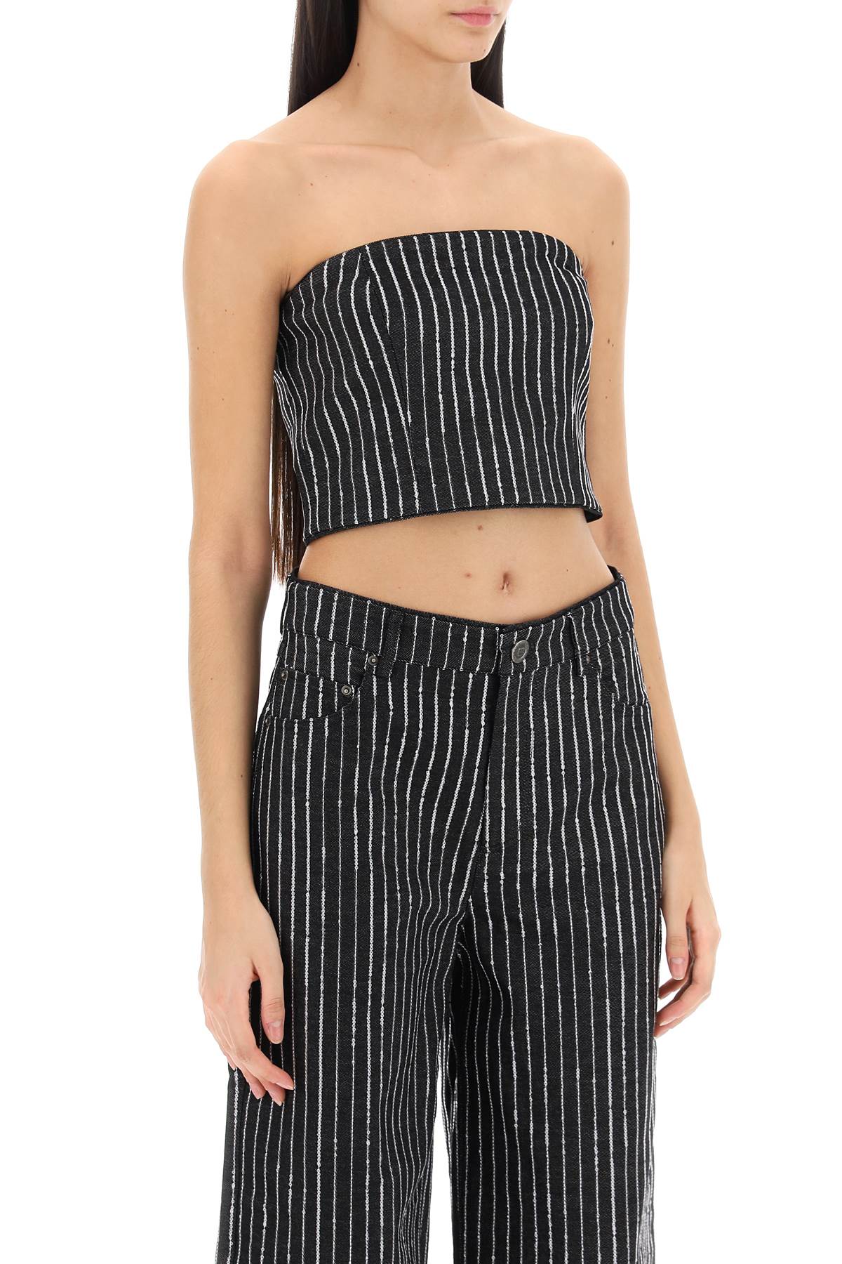 Rotate Rotate cropped top with sequined stripes