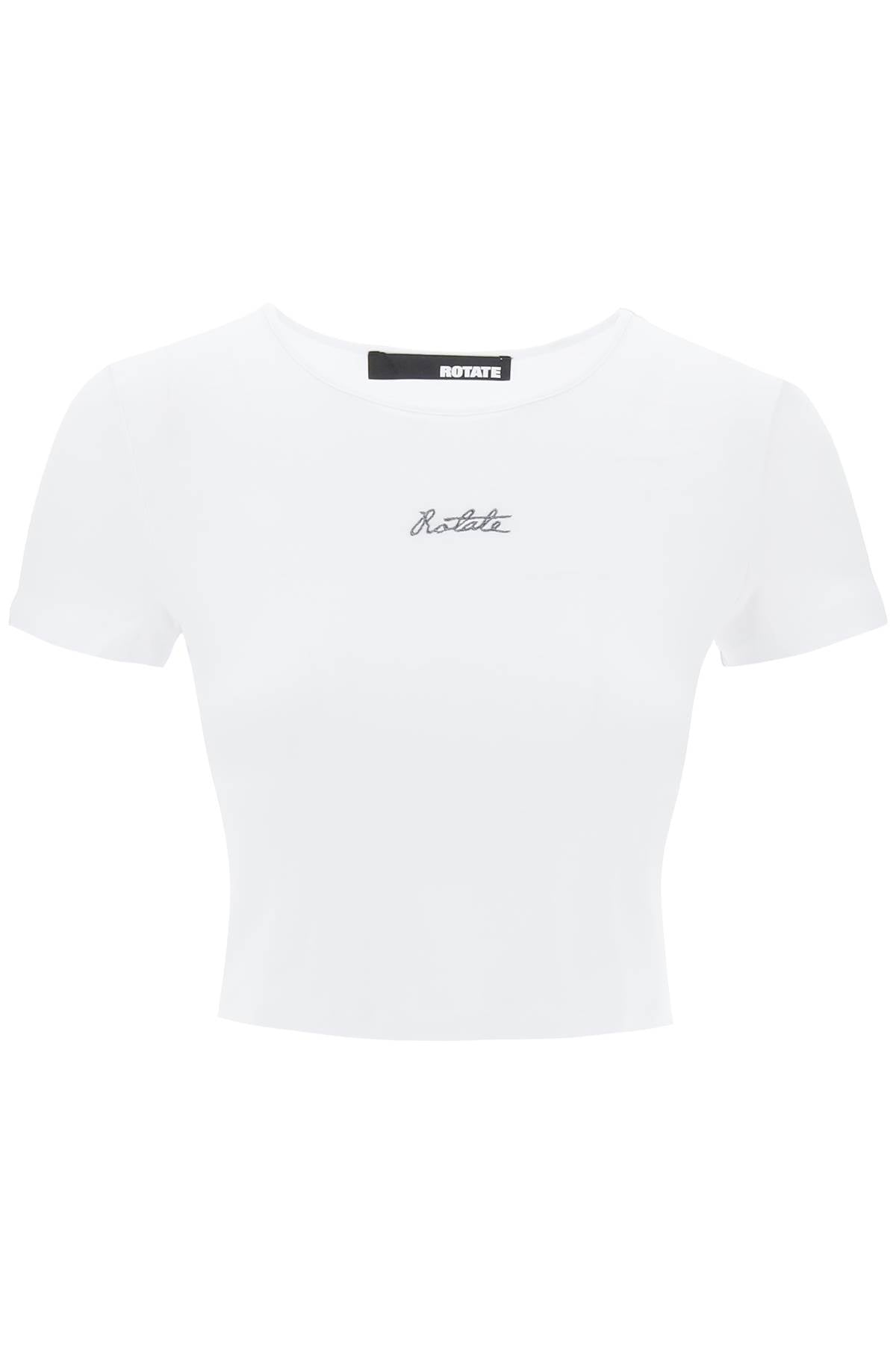 Rotate Rotate cropped t-shirt with embroidered lurex logo