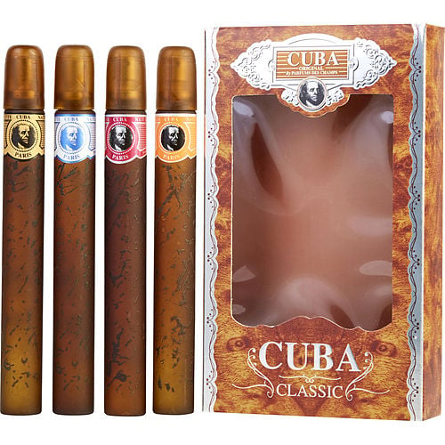 Cuba Cuba Variety 4 Piece Variety With Cuba Gold, Blue, Red & Orange & All Are Edt Spray 1.17 Oz