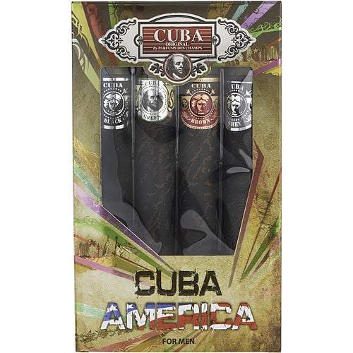 Cubacuba Variety4 Piece Variety With Cuba Black, Brown, Green, & Grey & All Are Edt Spray 1.17 Oz