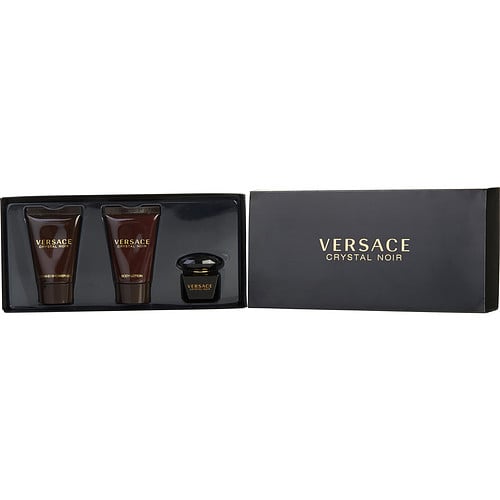 Gianni Versace Versace Crystal Noir Edt 0.17 Oz Mini & Body Lotion 0.8 Oz & Shower Gel 0.8 Oz For Women