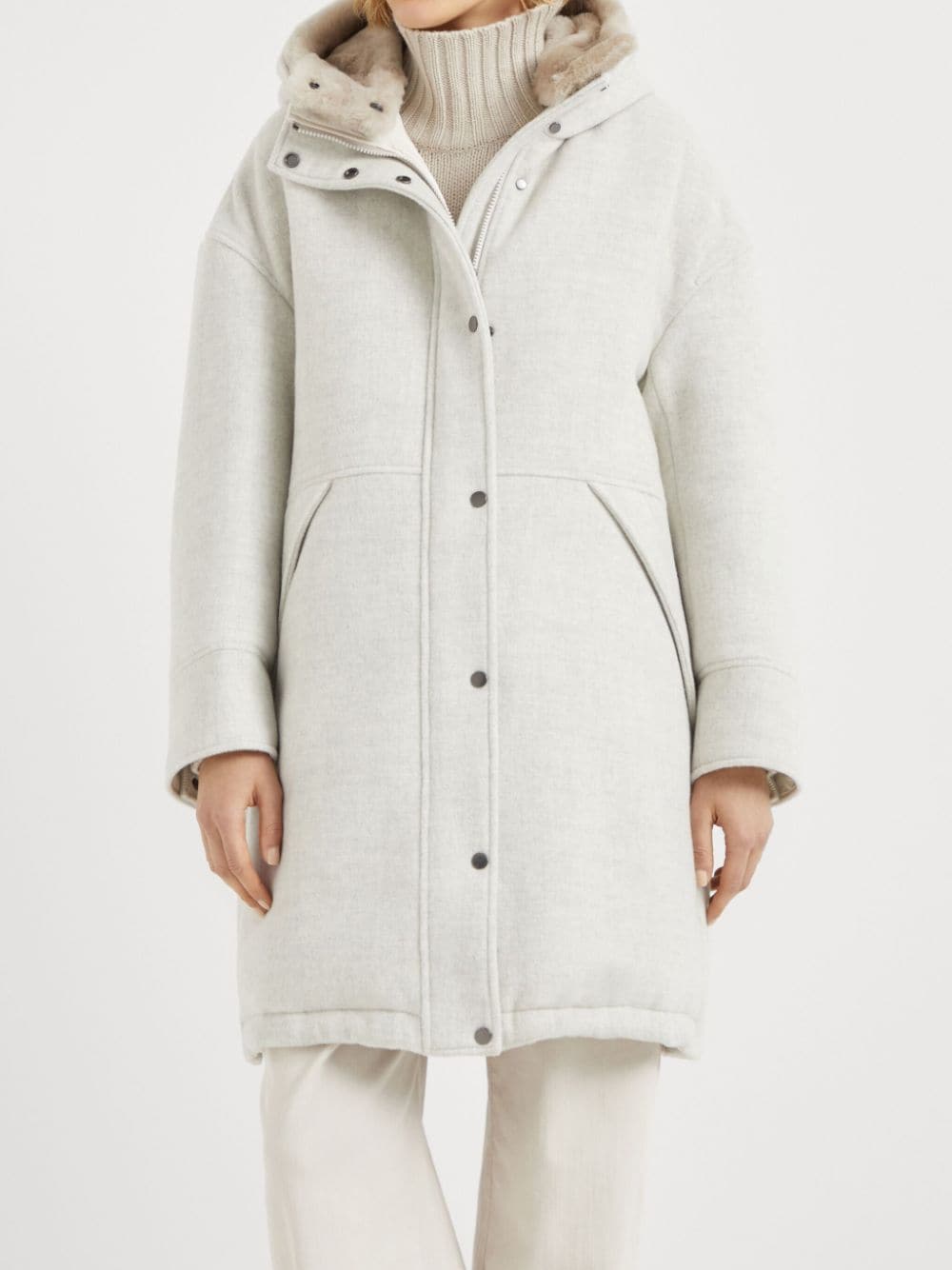 Brunello Cucinelli Coats Light Grey