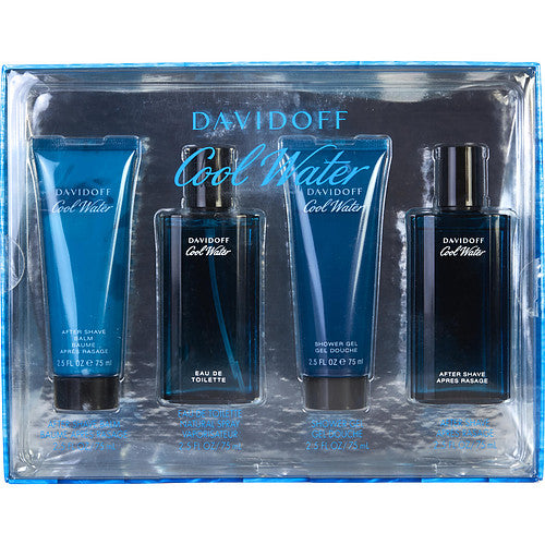 Davidoffcool Wateredt Spray 2.5 Oz & Aftershave 2.5 Oz & Aftershave Balm 2.5 Oz & Shower Gel 2.5 Oz