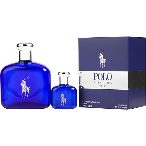 Ralph Lauren Polo Blue Edt Spray 4.2 Oz & Edt 0.5 Oz Mini For Men