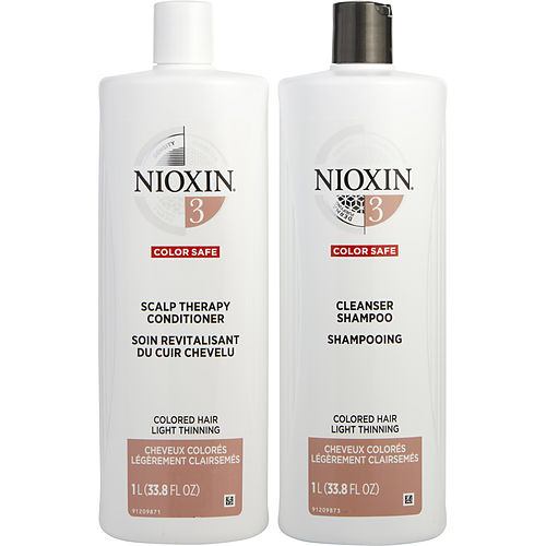 Nioxin Nioxin System 3 Scalp Therapy Conditioner And Cleanser Shampoo For Colored Hair With Light Thinning Liter Duo
