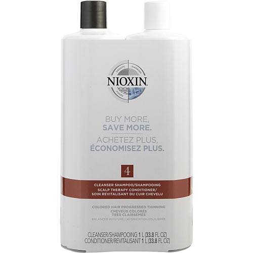 Nioxin Nioxin System 4 Scalp Therapy Conditioner And Cleanser Shampoo For Colored Hair With Progressed Thinning Liter Duo