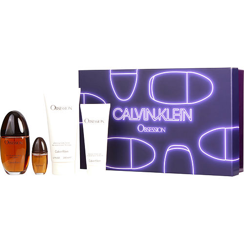 Calvin Klein Obsession Eau De Parfum Spray 3.4 Oz & Body Lotion 6.7 Oz & Shower Gel 3.4 Oz & Eau De Parfum Spray 0.5 Oz Mini