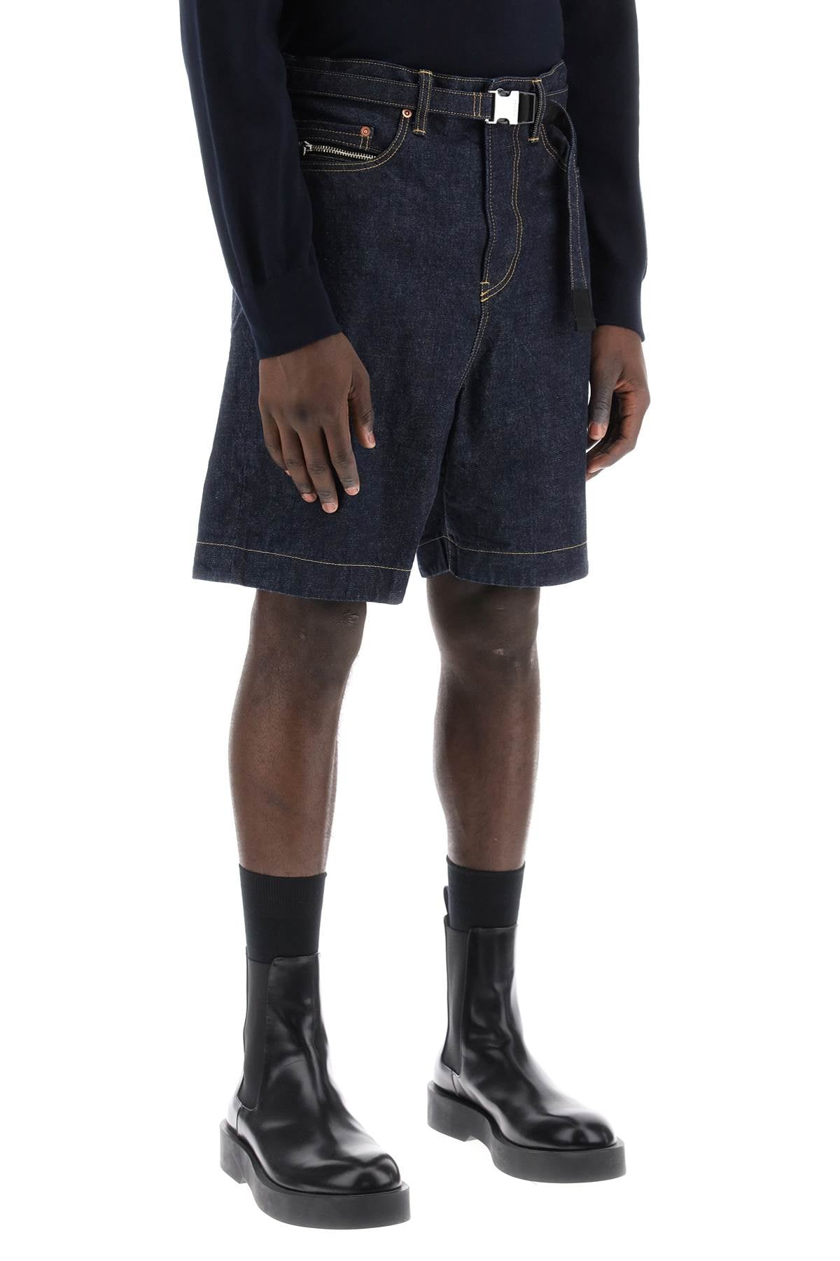 Sacai Sacai denim bermuda shorts with removable belt