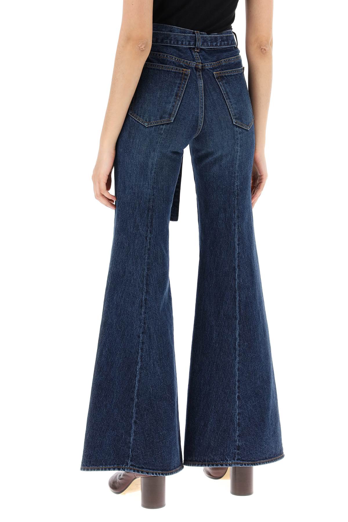 Sacai Sacai boot cut jeans with matching belt