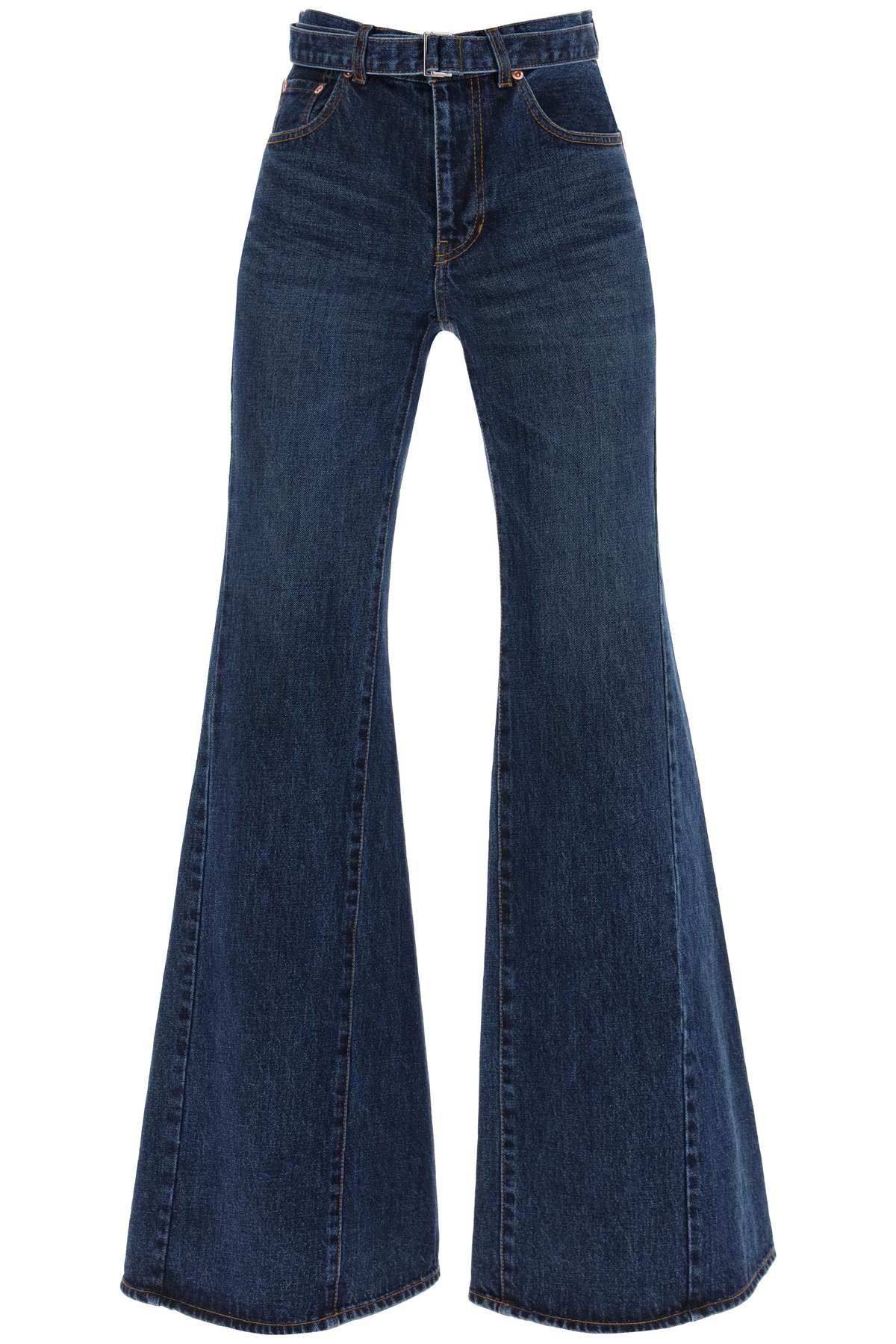 Sacai Sacai boot cut jeans with matching belt