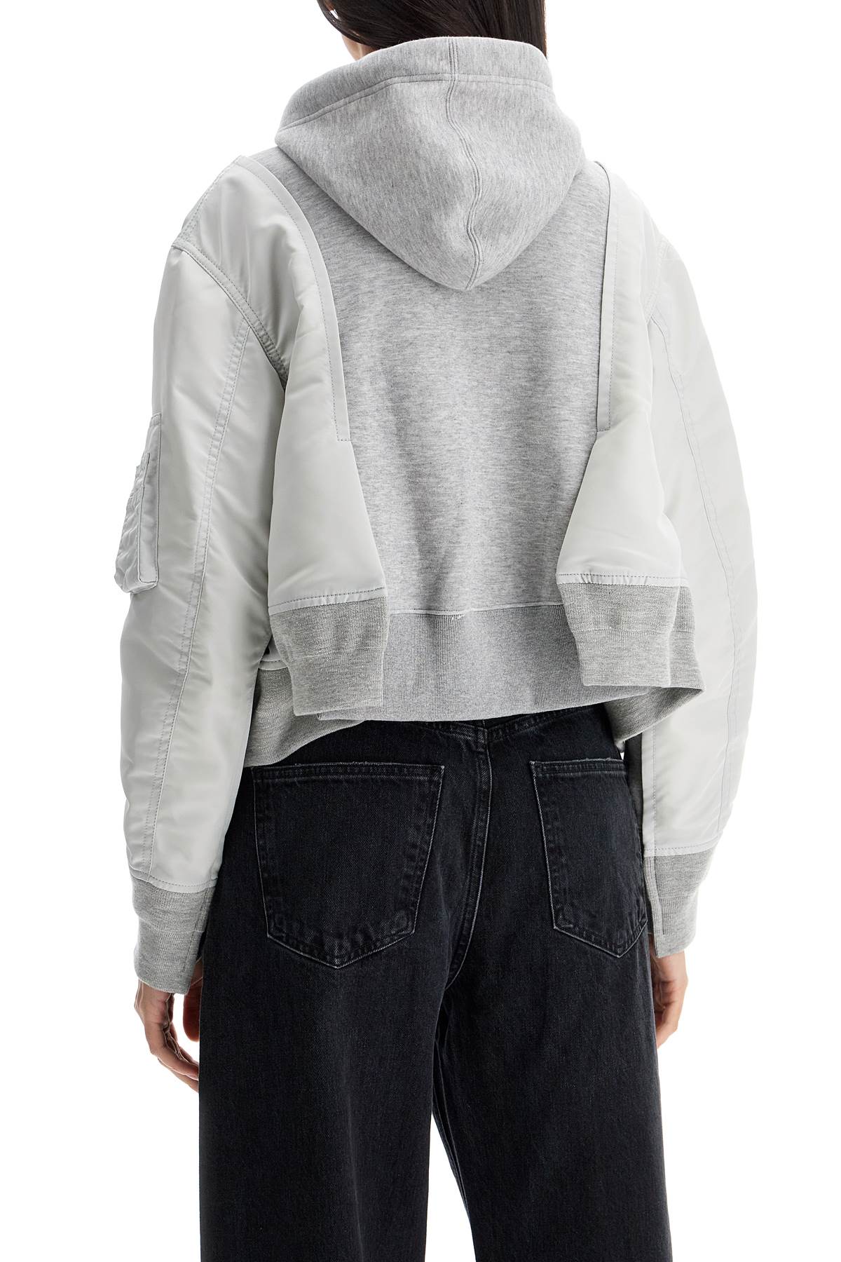 Sacai hybrid sweatshirt with zip and hood