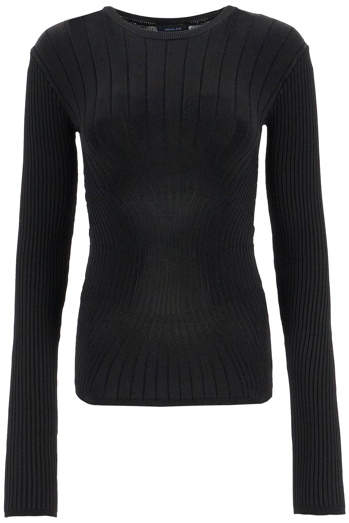 Mugler ribbed knit top with long sleeves