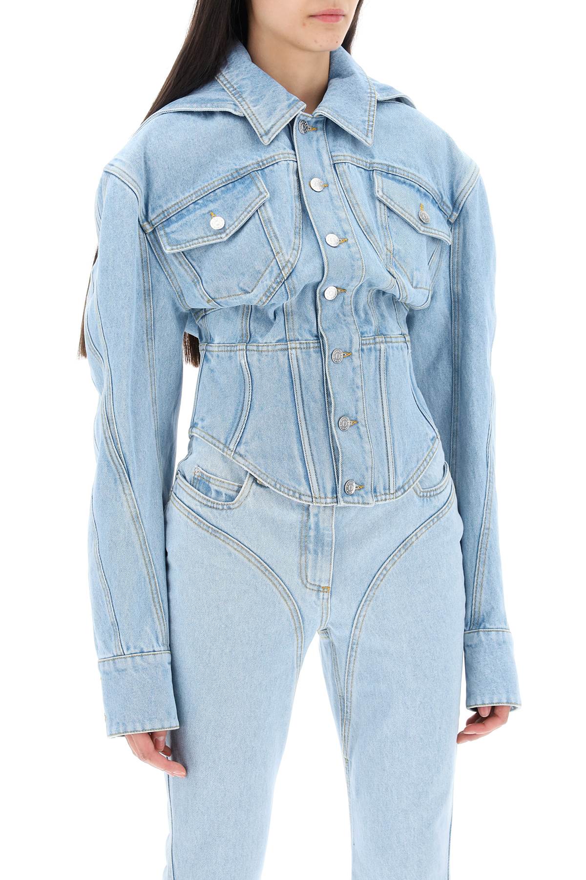 Mugler denim jacket with corset detail