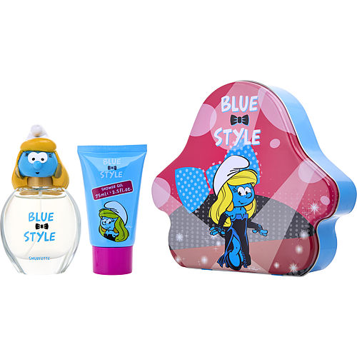 First American Brands Smurfs 3D Smurfette Edt Spray 1.7 Oz & Shower Gel 2.5 Oz & Metal Lunch Box (Blue & Style) For Women