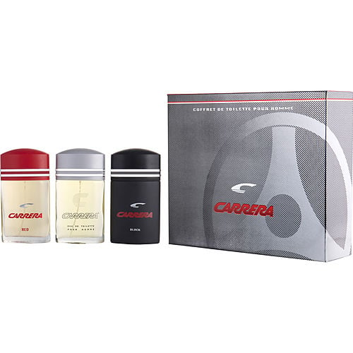 Muelhens Carrera Variety 3 Piece Mens Variety With Carrera Black & Carrerea Red & Carrera And All Are Edt Sprays 3.4 Oz
