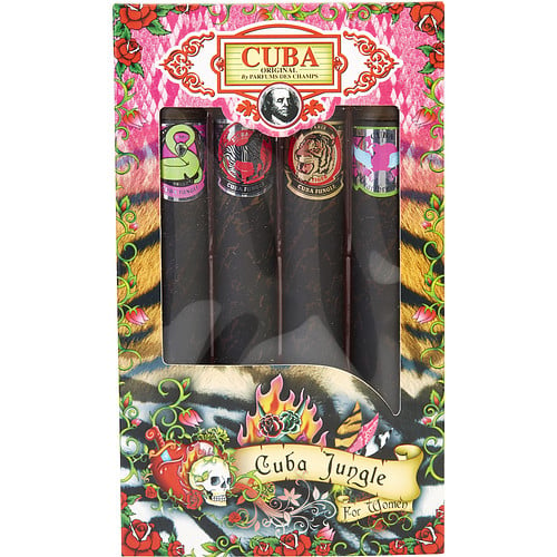 Cuba Cuba Variety 4 Piece Variety With- Jungle/Heartbreaker & Tiger & Zebra & Snake And All Are Eau De Parfum Spray 4 X 1.17 Oz