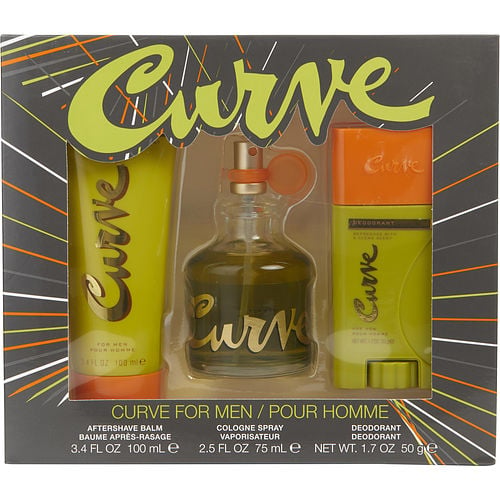 Liz Claiborne Curve Cologne Spray 2.5 Oz & Aftershave Balm 3.4 Oz & Deodorant Stick 1.7 Oz