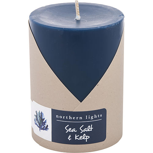 Northern Lightssea Salt & Kelpone 3X4 Inch Pillar Candle.  Burns Approx. 80 Hrs.