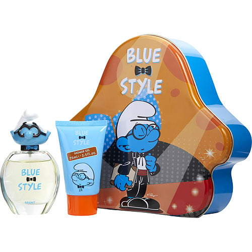 First American Brands Smurfs 3D Brainy Edt Spray 1.7 Oz & Shower Gel 2.5 Oz & Metal Lunch Box (Blue & Style)