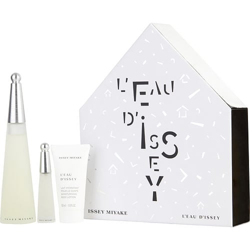 Issey Miyake L'Eau D'Issey Edt Spray 3.3 Oz & Body Lotion 1.6 Oz & Edt Spray 0.33 Oz Mini For Women