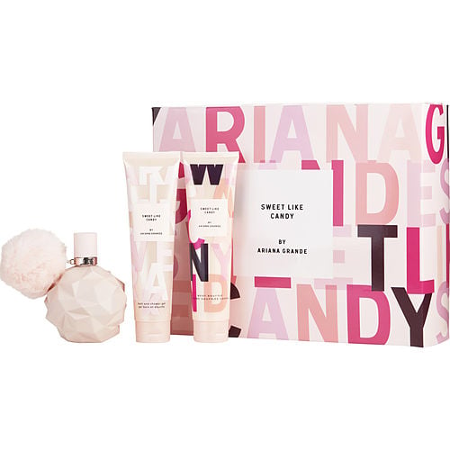 Ariana Grande Sweet Like Candy By Ariana Grande Eau De Parfum Spray 3.4 Oz & Body Souffle 3.4 Oz & Bath And Shower Gel 3.4 Oz