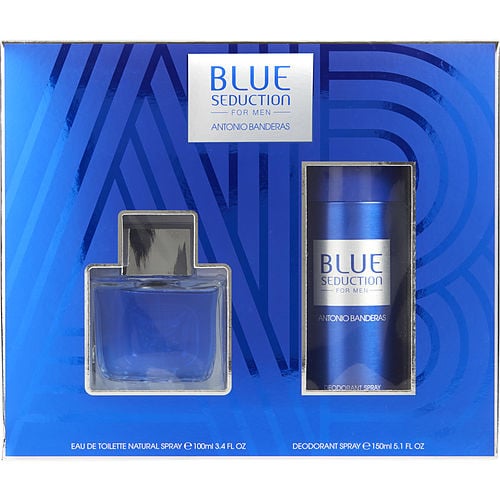 Antonio Banderas Blue Seduction Edt Spray 3.4 Oz & Deodorant Spray 5.1 Oz For Men