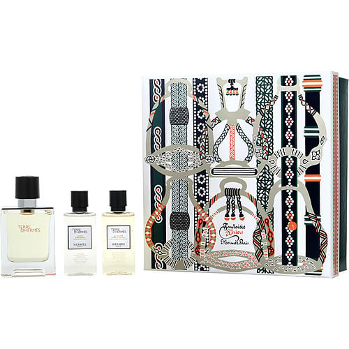 Hermes Terre D'Hermes Edt Spray 1.6 Oz & Aftershave Lotion 1.4 Oz & Shower Gel 1.4 Oz