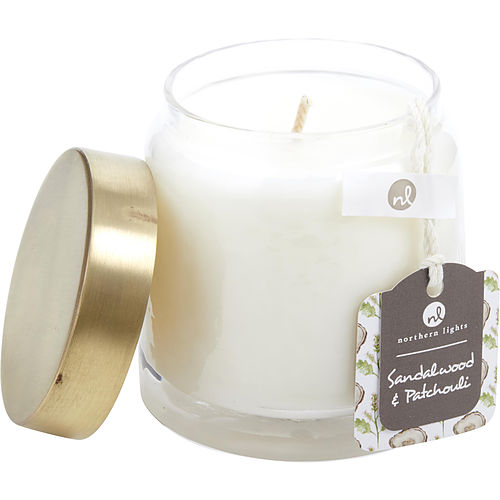 Northern Lights Sandalwood & Patchouli Scented Soy Glass Candle 10 Oz