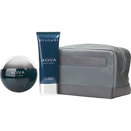 Bvlgari Bvlgari Aqua Edt Spray 3.4 Oz & Aftershave Balm 3.4 Oz & Pouch For Men