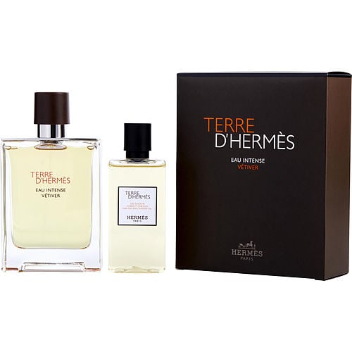 Hermes Terre D'Hermes Eau Intense Vetiver Eau De Parfum Spray 3.3 Oz & Shower Gel 2.7 Oz